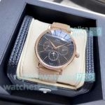 AAA replica IWC Portofino Perpetual Calendar Black Face Rose Gold Case Watch 